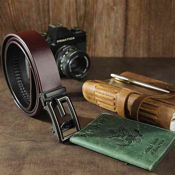 Ремень мужской c пряжкой в виде буквы G Vintage 20288 Коричневый Киев