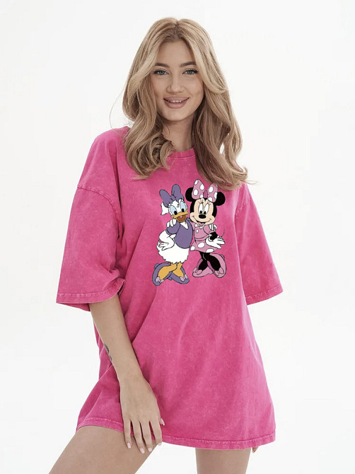 Футболка оверсайз винтаж с принтом Розовый Дейзи+Минни Харьков - изображение 1