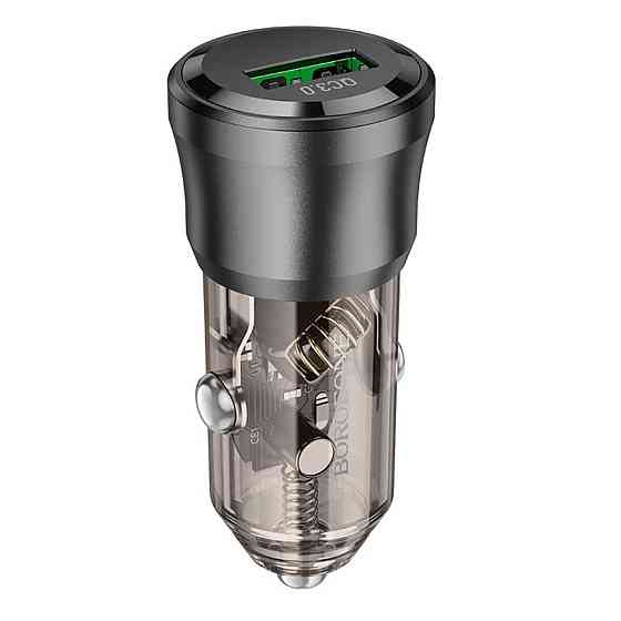 Автомобільний зарядний пристрій BOROFONE BZ23 Noble single-port QC3.0 car charger Transparent Black (6941991106903) Киев
