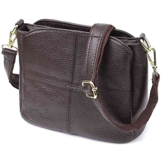 Женская сумка из натуральной кожи с удобной внутренней организацией Vintage 22979 Коричневый Киев