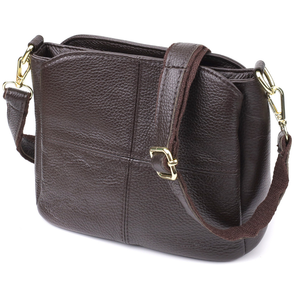 Жіноча сумка з натуральної шкіри зі зручною внутрішньою організацією Vintage 22979 Коричневий Київ - фото 5
