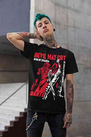Футболка з аніме принтом Девіл Май Крй Данте оверсайз (S/M/L) Чорний AnimeJ0163 Дніпро