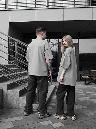Парні футболки оверсайз(oversize) для чоловіка і дружини, для закоханих пар SANE сірі Одеса