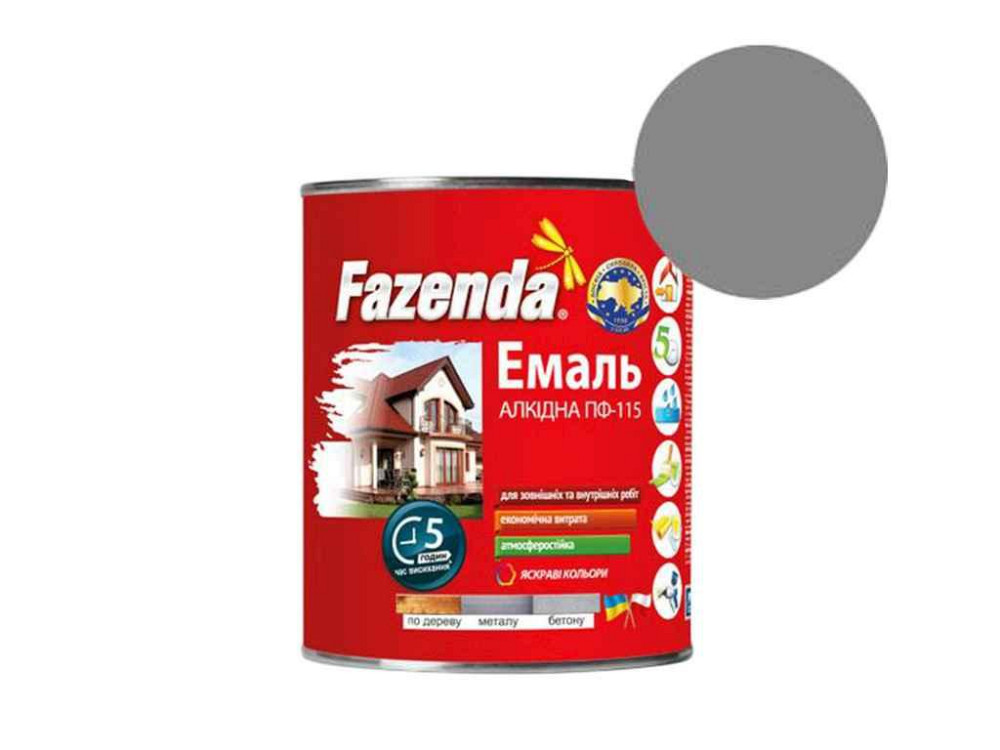 Эмаль алкидная ПФ-115 Серый 2,8кг ТМ FAZENDA Solmir Киев - изображение 1