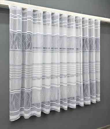 Короткий тюль жакард, висотою 1,5м, колір білий з сірим 1937т Київ