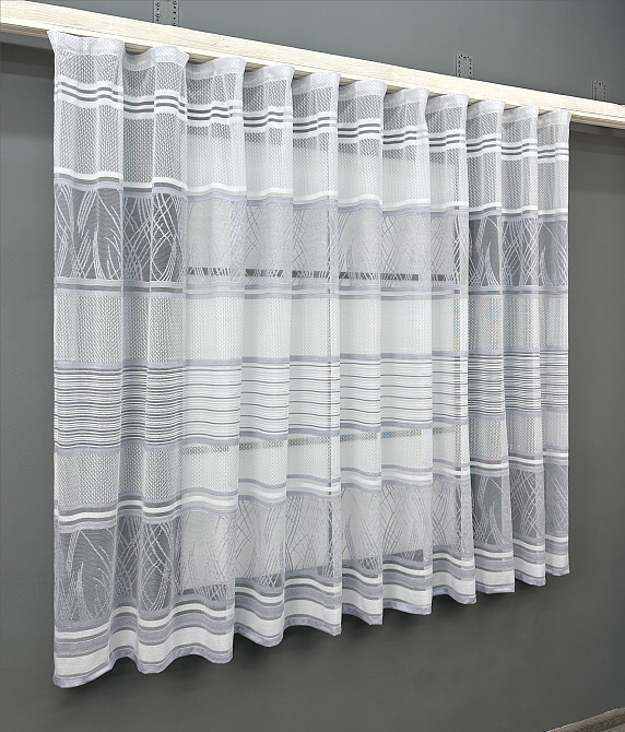 Короткий тюль жакард, висотою 1,5м, колір білий з сірим 1937т Київ - фото 2