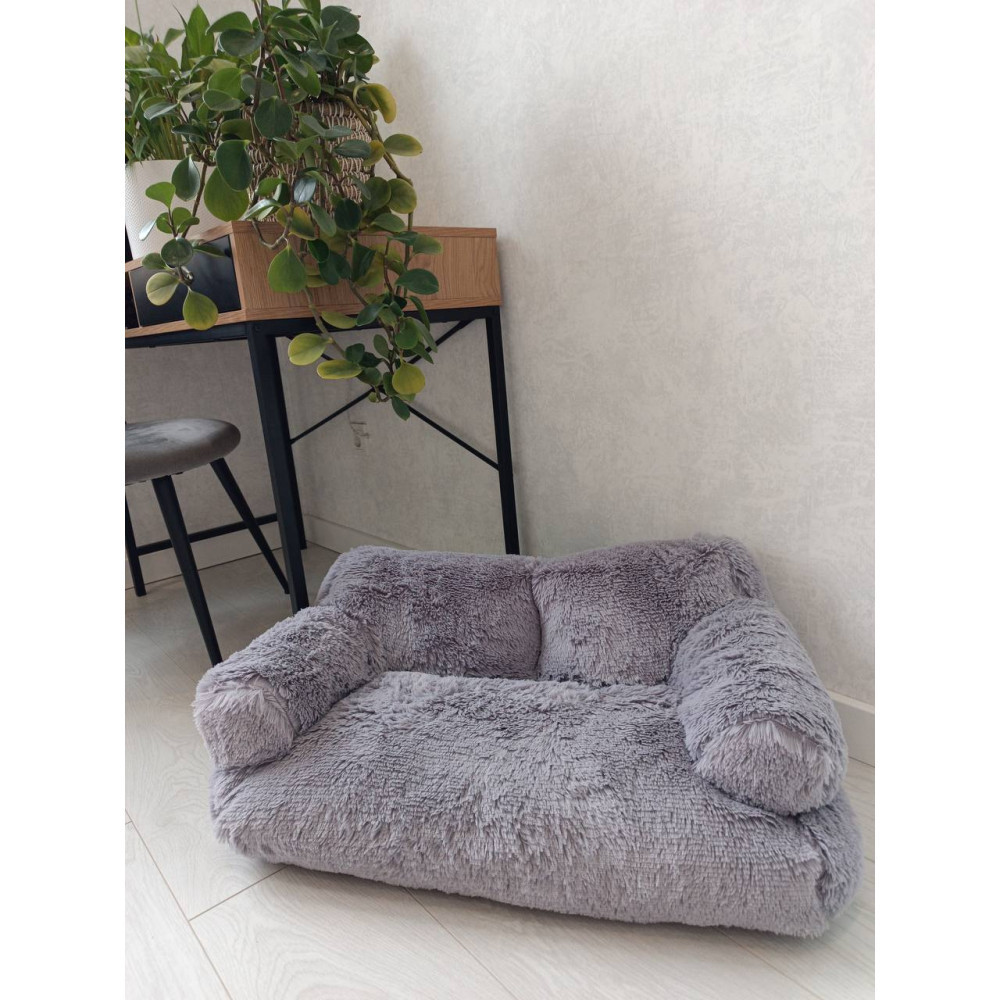 Меховой диван лежак для собак и кошек спальное место для животных съемны Incor серый 10079 Киев - изображение 2