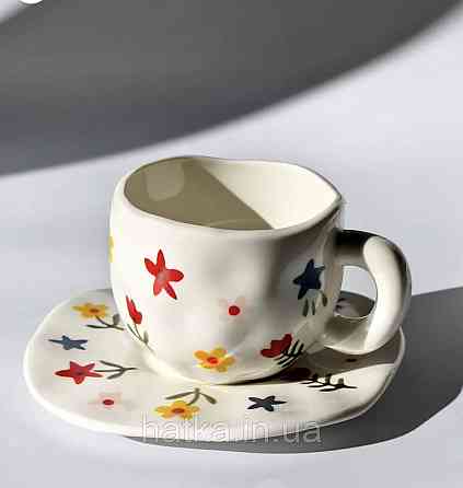 Чашка з блюдцем кераміка Olens "Квіткова" 300 мл 8030-394 Київ