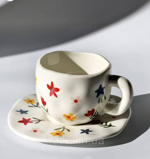 Чашка з блюдцем кераміка Olens "Квіткова" 300 мл 8030-394 Київ - фото 1