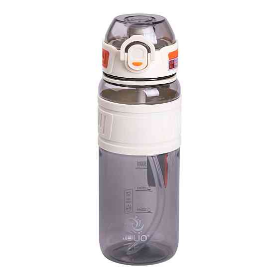 Yiwu Пляшка для води з трубочкою та ремінцем 750 мл спортивная пляшка 23.5 см Біла HP-14-34W Киев