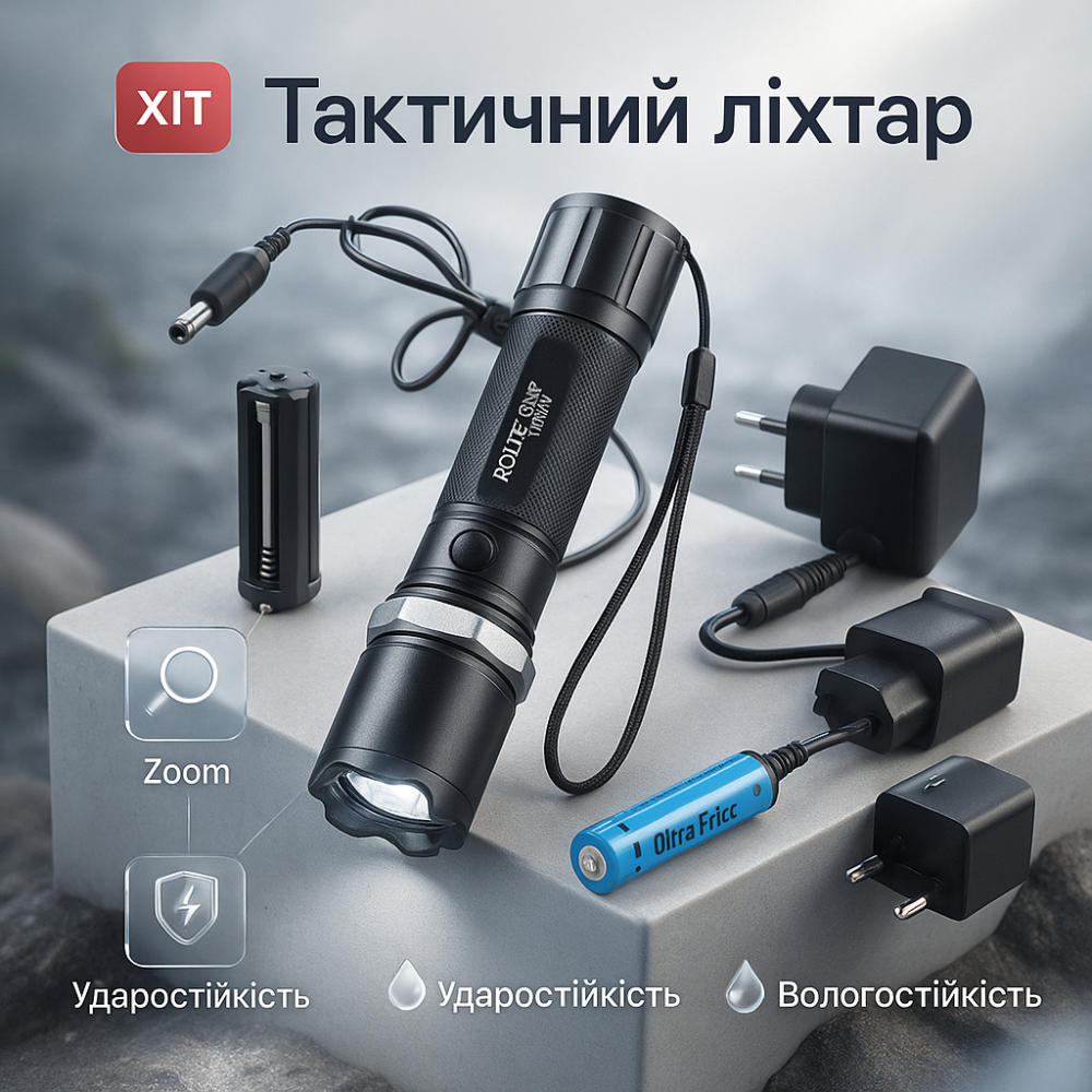 Ударостійкий водонепроникний ліхтар Bailong 8626 Ліхтар акумуляторний LED QB-46 Львів - фото 17