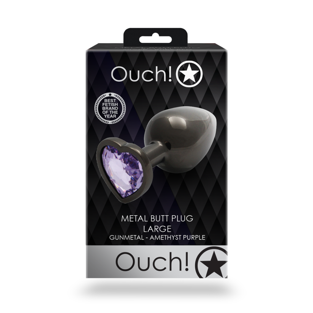 Анальна пробка - Ouch! Metal Butt Plug Large Gunmetal/Amethyst Purple Sex Aura Київ - фото 7