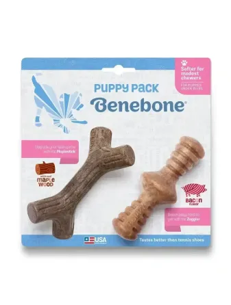 Набір жувальних іграшок для собак Benebone Puppy Pack (Дентал кістка+Важіль) зі смаком бекону для цуценят до 7 кг Вінниця