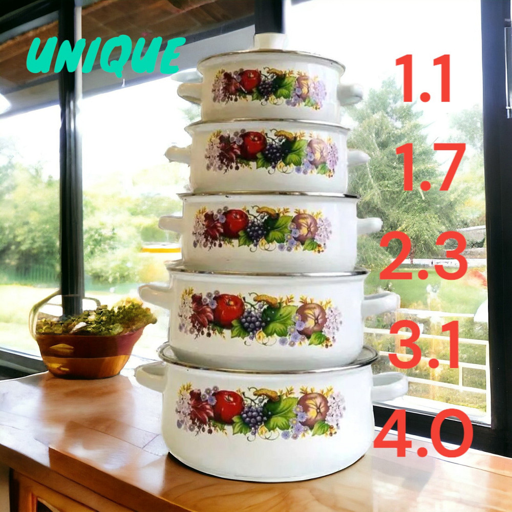 Набор посуды с эмалированным покрытием UNIQUE UN-2355  белый Одесса - изображение 1