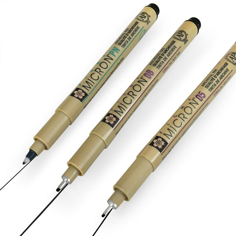 Набір лінерів PIGMA MICRON 2шт (0.5/0.8) +1 ручка MICRON PN В ПОДАРУНОК Чорний Sakura Київ - фото 3