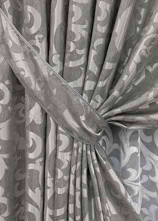 Комплект штор VR-Textil Жакард Вензель 150х270 2шт і Тюль 500х270 293ш-1147т Сірий з білим 71-098/4 Київ