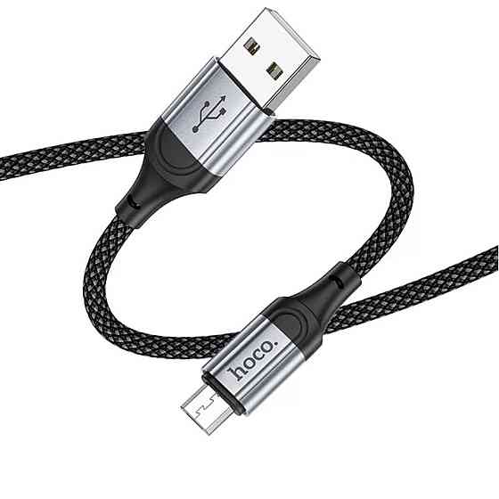 Кабель HOCO X102 USB to Micro 2.4A, 1m, nylon, aluminum connectors, Black (6942007608763) Київ