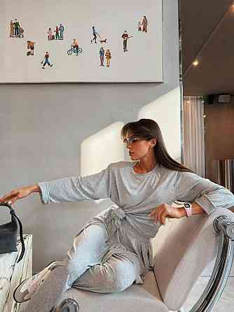 Женский стильный вязаный костюм двойка плотная турецкая вискоза Меланж Одесса