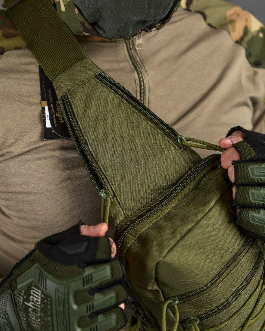 Сумка-слінг тактична з однією лямкою SILVER KNIGHT oliva ВТ6748 Одеса - фото 9