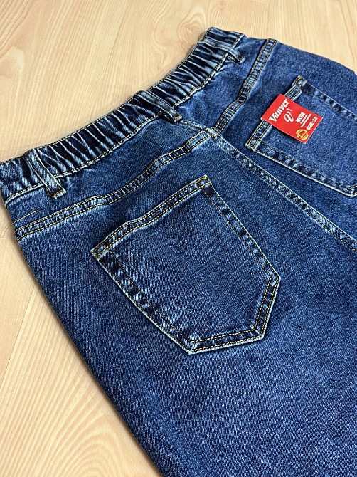 Джинси жіночі Vanver 8229 Mom великі розміри з резинкою на талії сині, синій, 42., 42, 107 см, 140 см Київ - фото 2