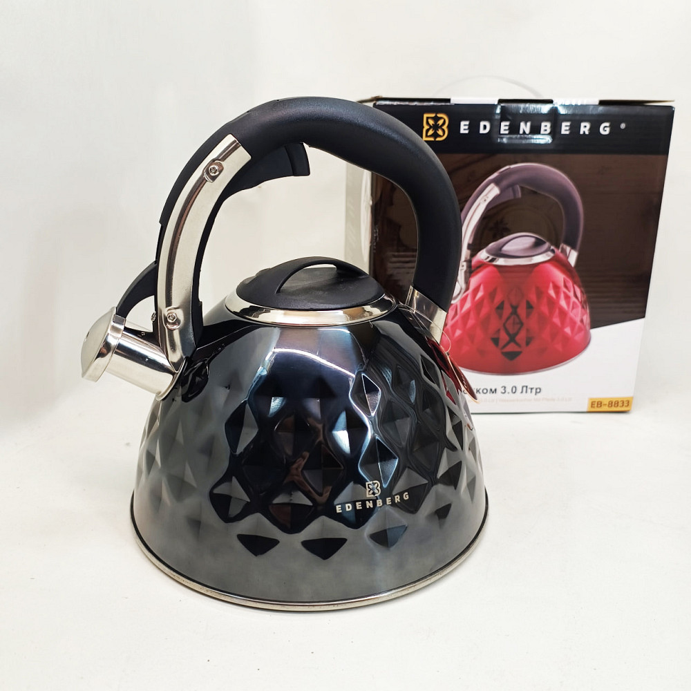 Чайник на плиту со свистком нержавейка Edenberg, Чайник для газовой плиты 3 л литра OS-55 Львов - изображение 3
