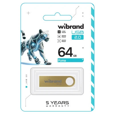 USB флеш накопитель Wibrand 64GB Puma Gold USB 2.0 (WI2.0/PU64U1G) Винница - изображение 2
