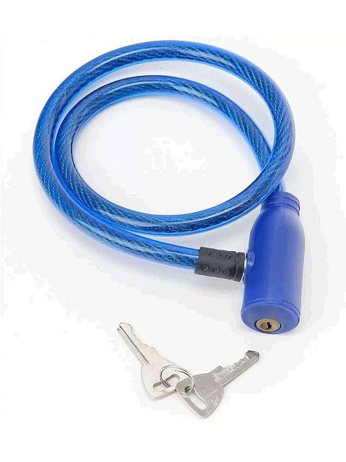Замок на колесо (трос) (з ключем) (синій) 60 см Мукачево - фото 1
