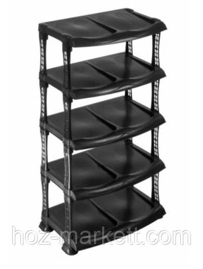 Полка для обуви черная на 5 полок люкс 48х86х30,5 см Харьков - изображение 1