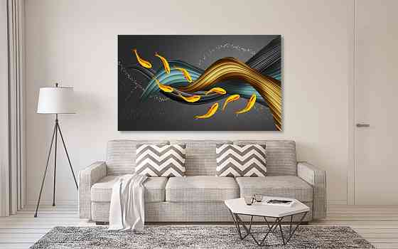 Картина холст у вітальню / спальню Золоті рибки    MLP_44  ( 60х30см ) 90х180см Київ