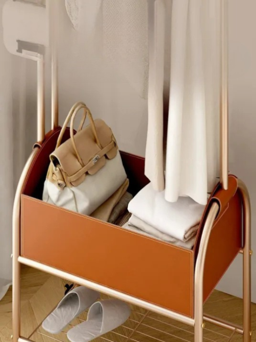 Вешалка для одежды напольная с полкой для обуви высота 184 см передвижная, металлическая,цвет золотистый Каменец-Подольский - изображение 6