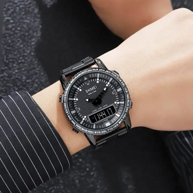 Чоловічий наручний годинник Skmei 1898 (Чорний з чорним табло) Вінниця - фото 7