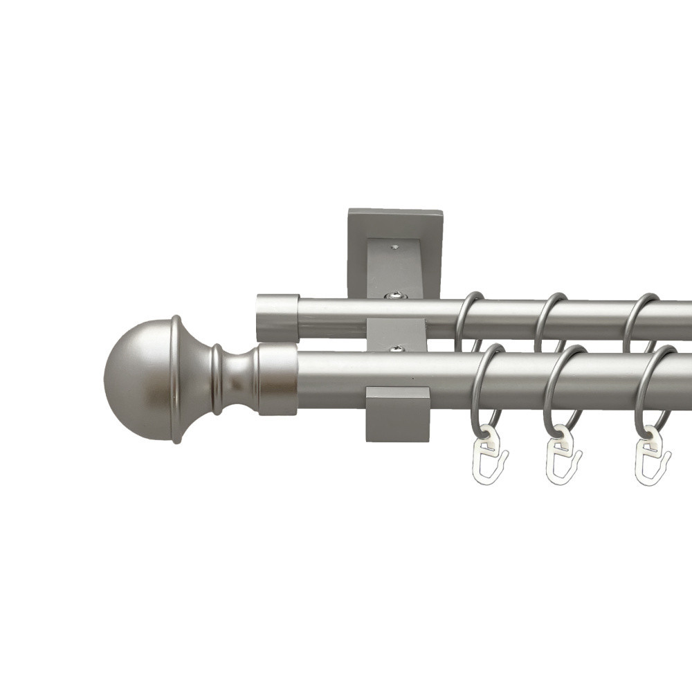 Карниз Orvit Бостон металевий дворядний техно гладка труба кільце металеве Сатин 25\19 мм 240 см (00-00026363) Львов - изображение 1
