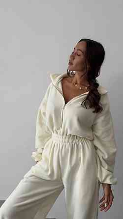 Стильний жіночий витончений комбінезон двосторонній фліс. Молочний, 46/48 Одеса