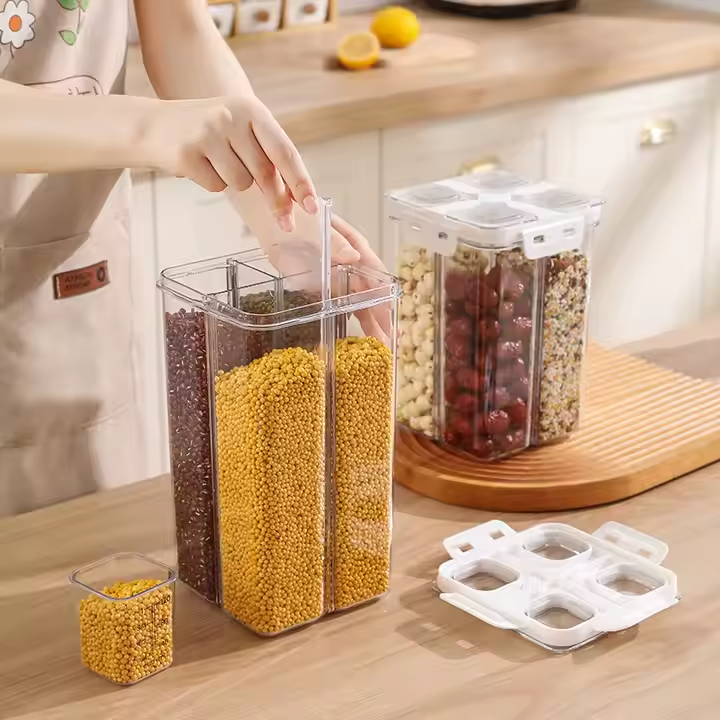 Прозрачный контейнер для хранения, герметичный кухонный органайзер на 4 отдела, объем 2.4 л, размер 20.5×13.5 Каменец-Подольский - изображение 5