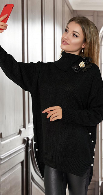 Подовжений светр з перлами (42-46) Київ - фото 2