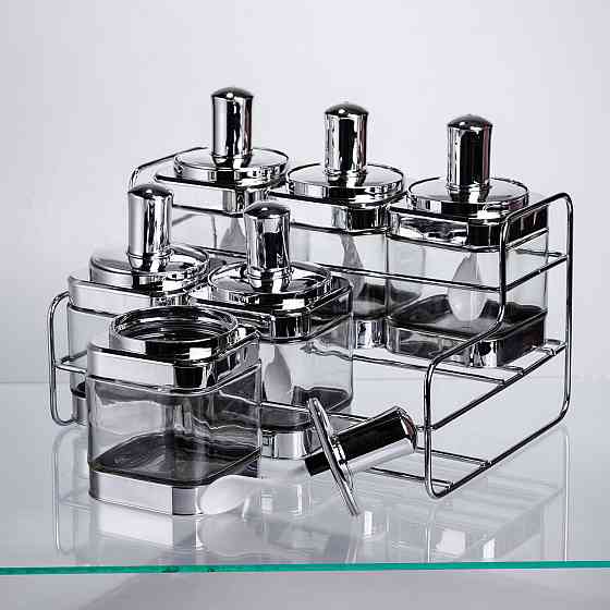 Набір банок для сипучих продуктів з ложкою 6 шт, хром HP-1341 Київ