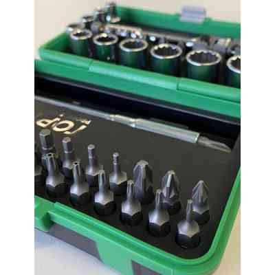 Набор бит Toptul и головок с трещоткой 1/4