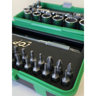 Набор бит Toptul и головок с трещоткой 1/4