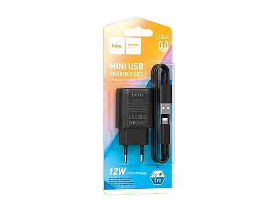 Сетевое зарядное устройство для iPhone Lightning C134A 2.4A/1USB/12W/блистер черный 1м ТМ HOCO Киев