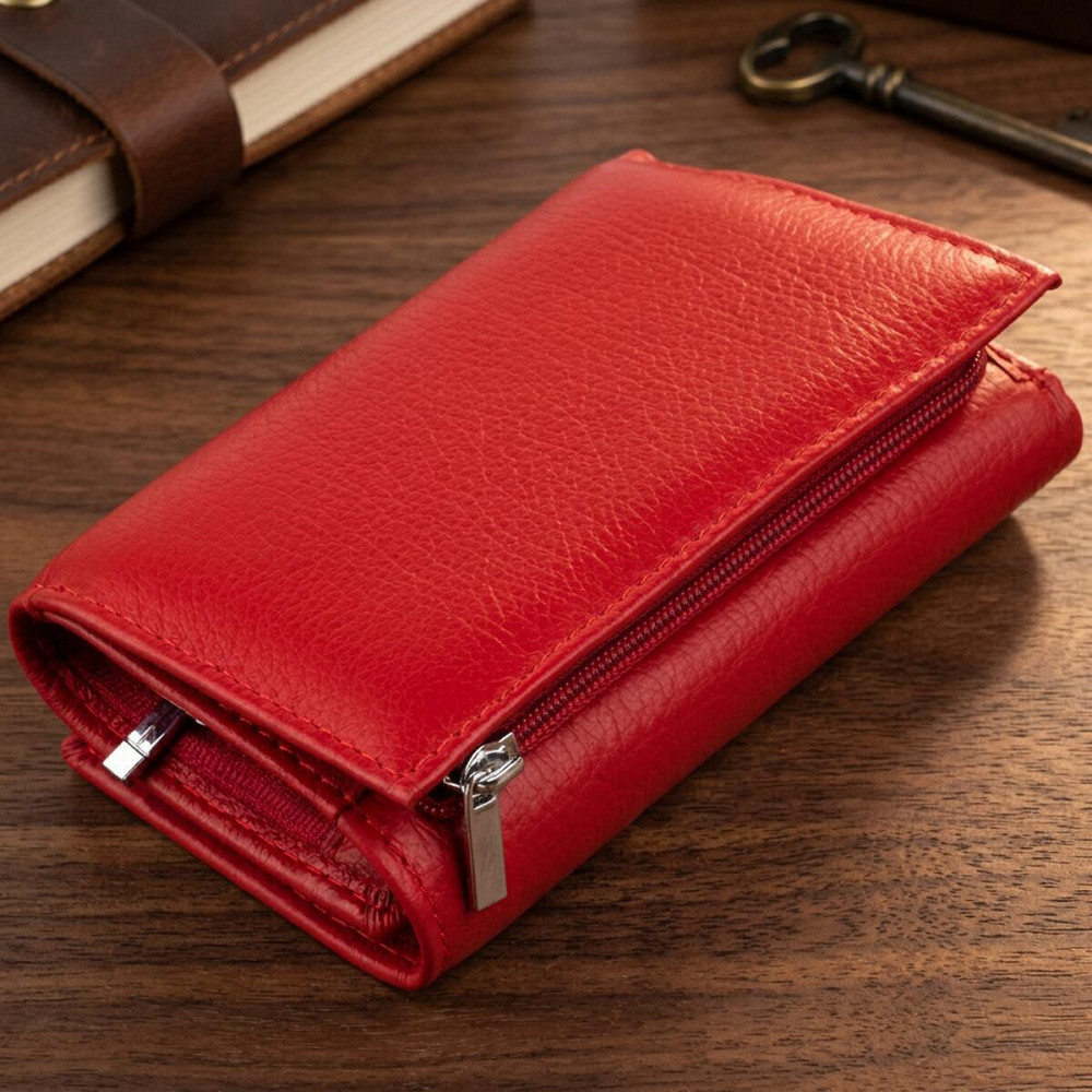 Женское кожаное портмоне для карт купюр и монет ST Leather 19335 Красное Киев - изображение 14