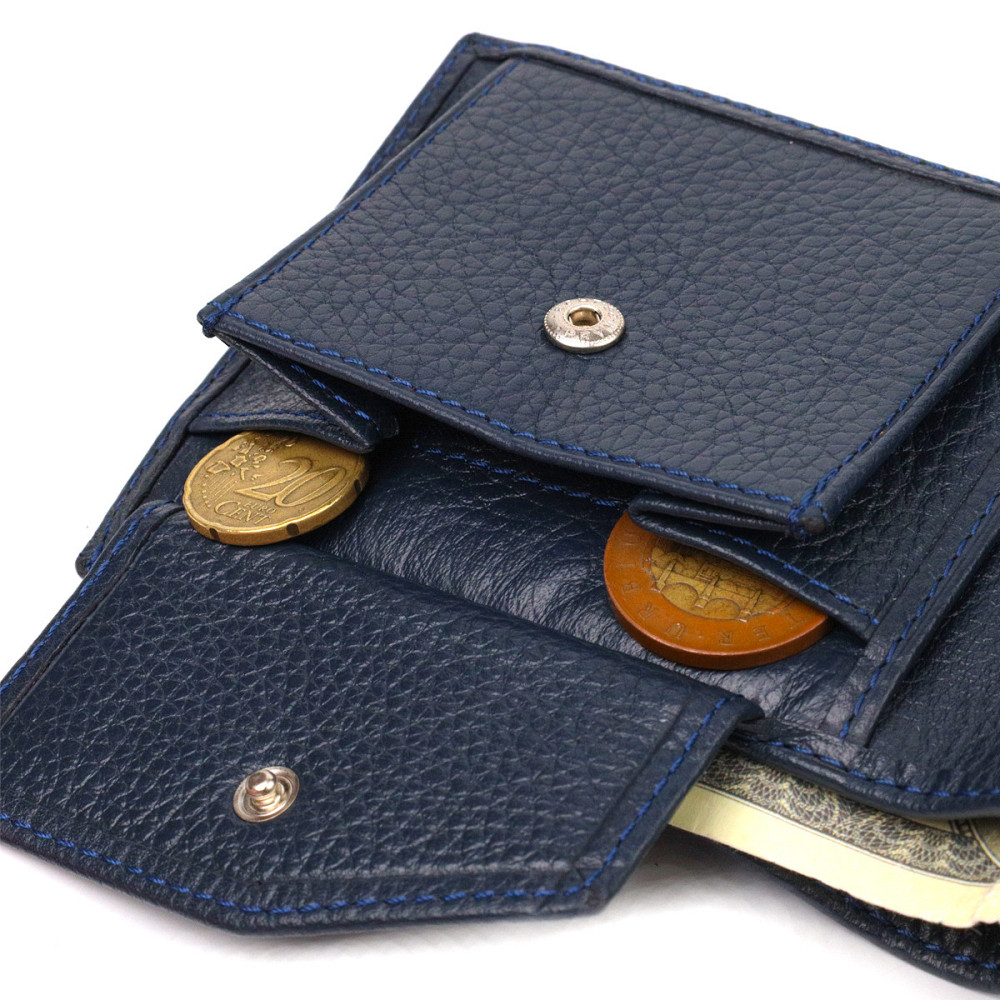 Горизонтальное мужское портмоне из натуральной зернистой кожи CANPELLINI 21776 Синее Киев - изображение 7