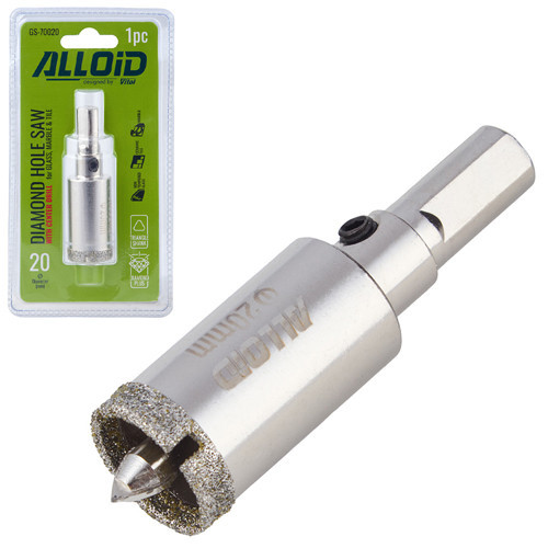 Свердло корончате алмазне по склу та кераміці 20мм з центрувальним свердлом Alloid Одеса - фото 1