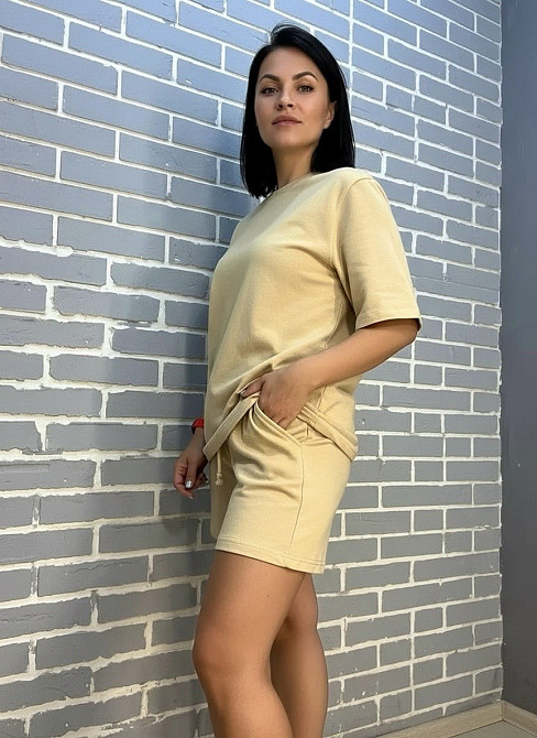 Костюм женский Pepper&mint 24-0101 футболка с шортами трикотажный оверсайз однотонный бежевый, бежевый, L Киев - изображение 14