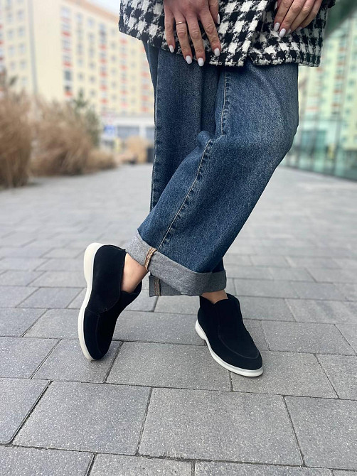 Лоферы женские GREMMY черные из натуральной замши с белой подошвой размер 36-41 (207/1) Коломыя - изображение 6