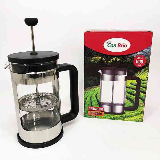 Скляний заварник Con Brio CB-6560 600 мл, Френч-прес для міцної кави, Френч-прес для кави до кавоварки UA-46 Івано-Франківськ