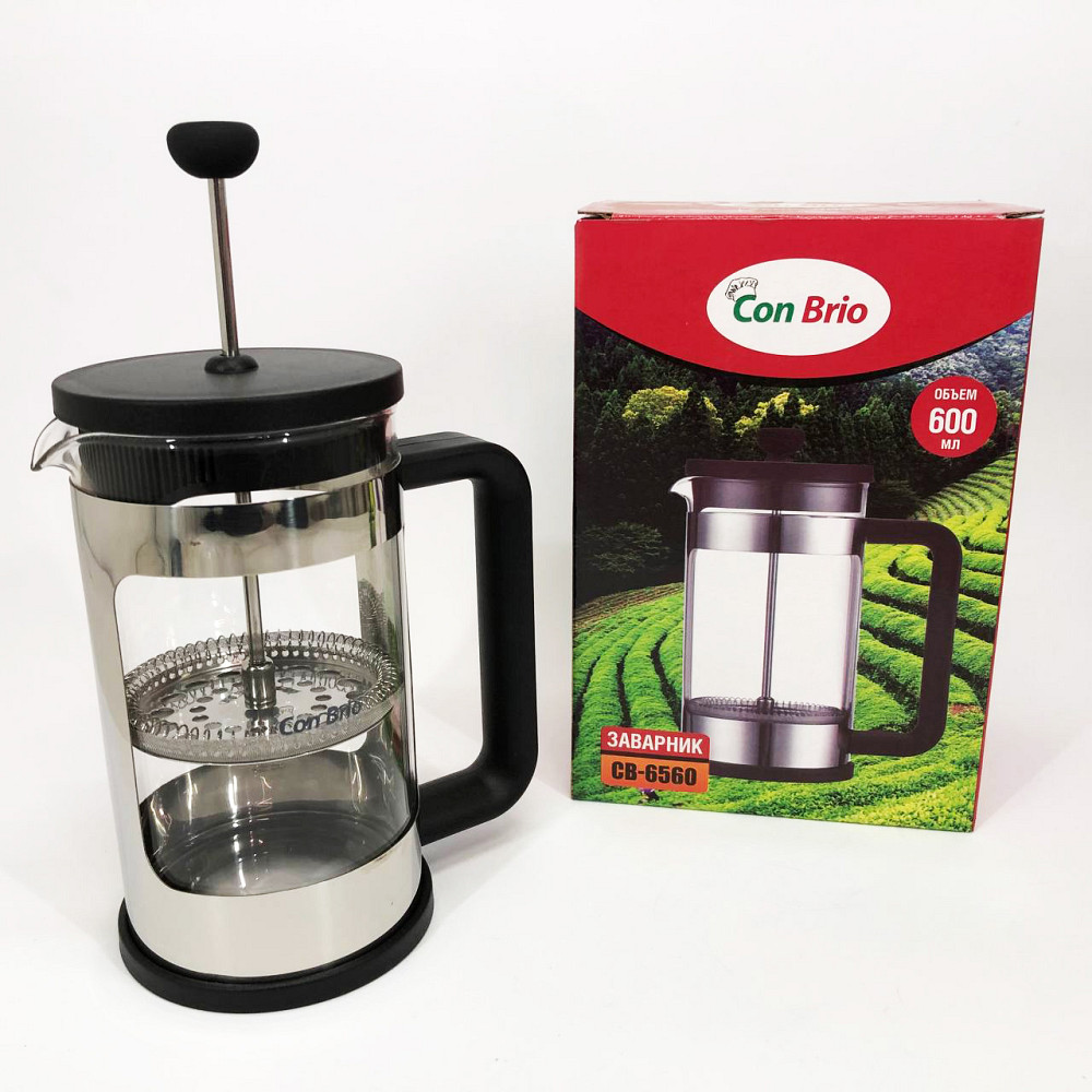 Скляний заварник Con Brio CB-6560 600 мл, Френч-прес для міцної кави, Френч-прес для кави до кавоварки UA-46 Івано-Франківськ - фото 5