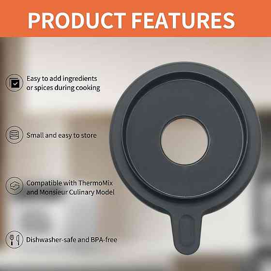 Кришка Thermomix TM5/TM6 для основної каструлі, нейлонова з силіконовим замком, заміна оригінальній, прозора/чорна 240 г Київ