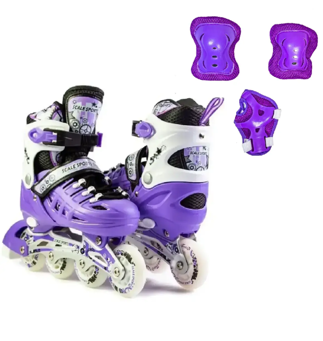 Детские ролики с защитной экипировкой Scale Sports Фиолетовые, размер 29-33 Одесса - изображение 1
