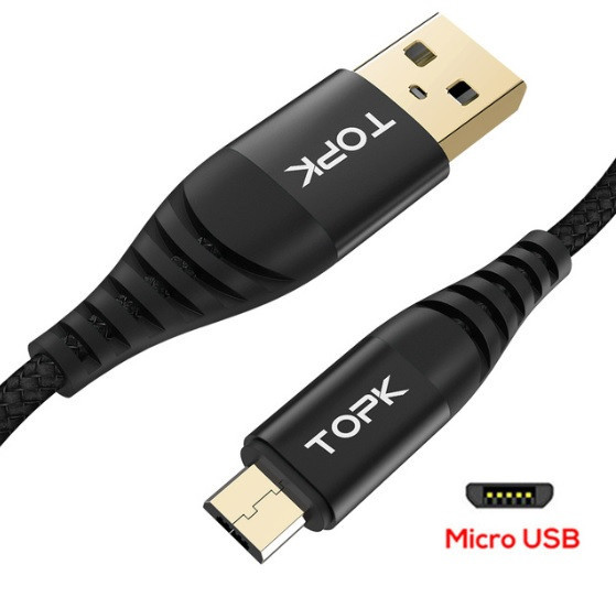 Кабель TOPK AN42 Micro USB 15см Black Киев - изображение 1
