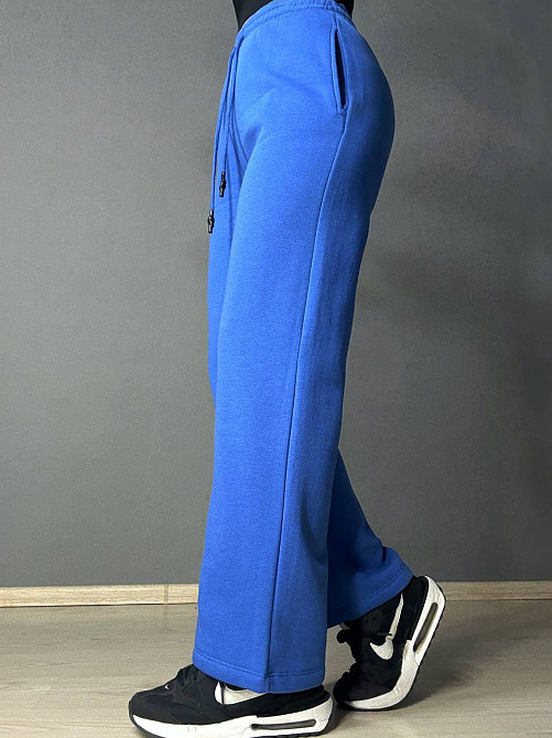 Штаны женские OLIVIA 2236 спортивные кюлоты укороченные на флисе синие, синий, L Киев - изображение 20